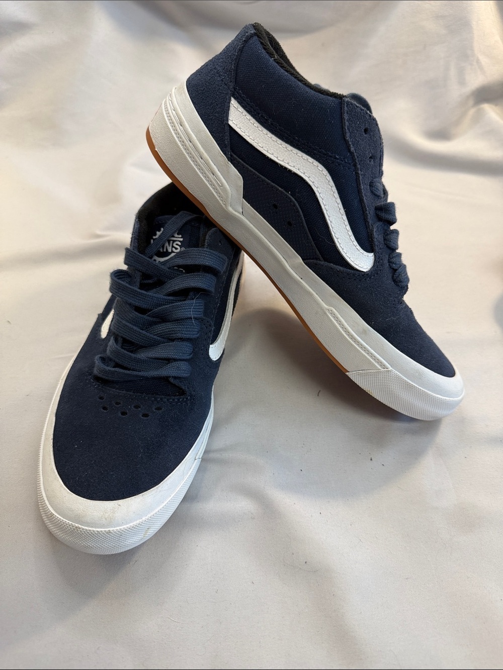 Vans Navy Suede Sneakers with White Side Stripe